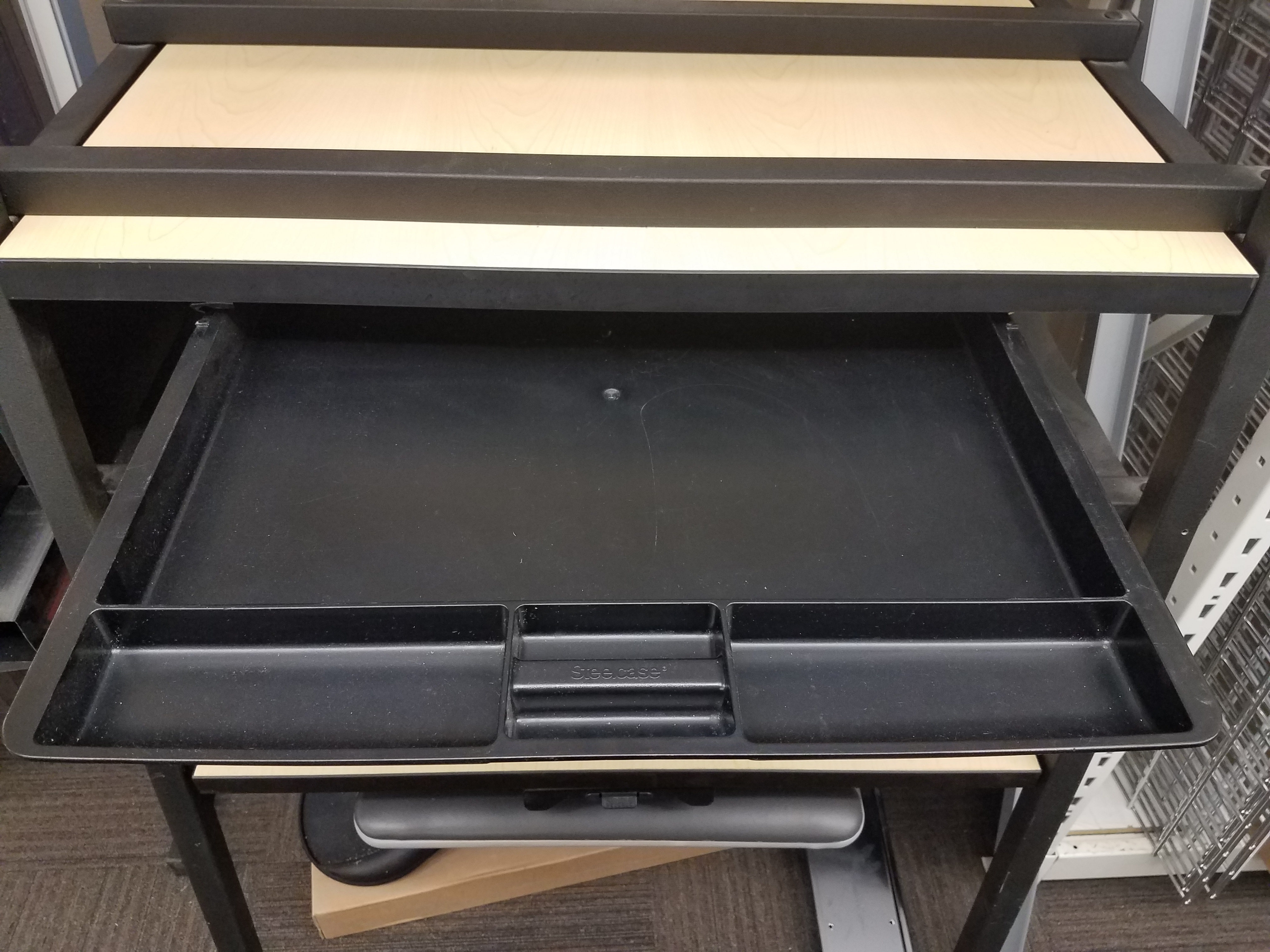 Used Steelcase Center Drawer Black Plastic Welter Storage Used Steelcase Center Drawer Black Plastic