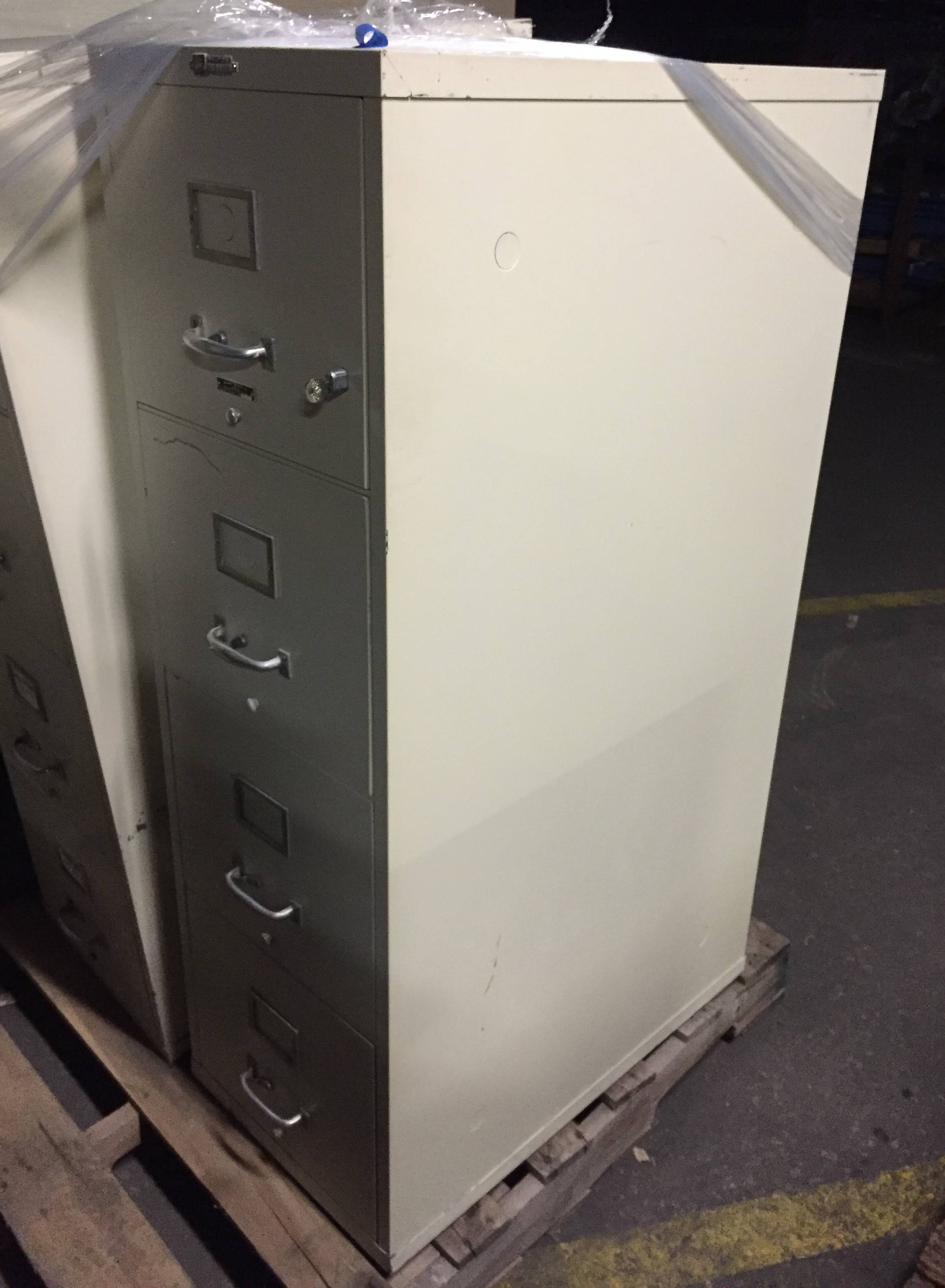 4 Drawer Victor Brand Letter Size Fireproof File Cabinets W Wheels Used