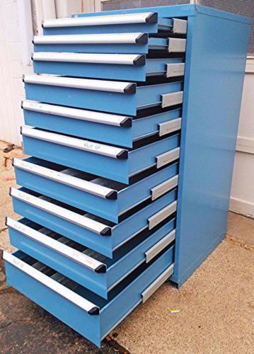 rousseau 10-drawer blue modular parts cabinet - new - welter storage