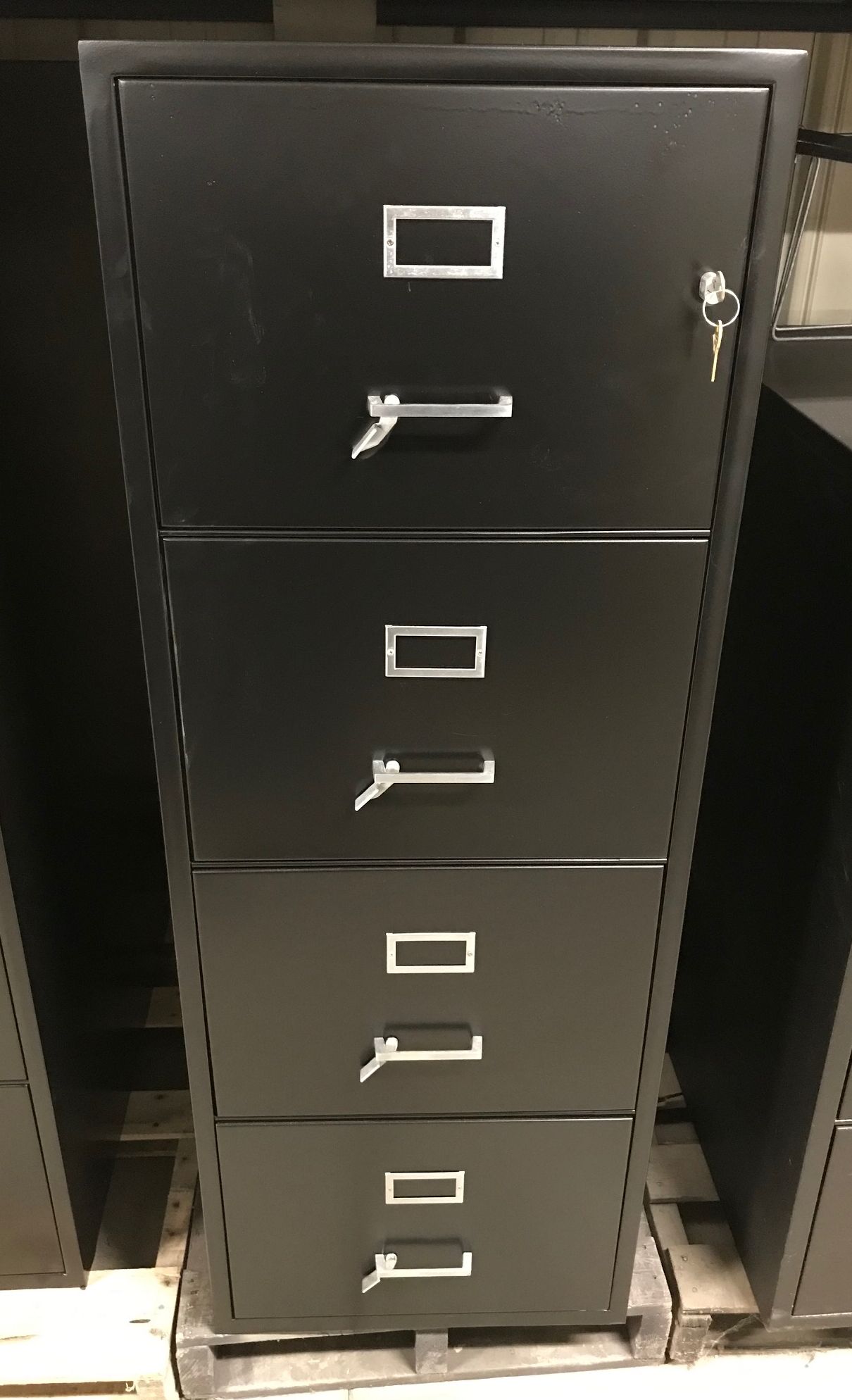 4 Drawer Legal Size Black Fireproof File Cabinet With Lock Used Welter Storage