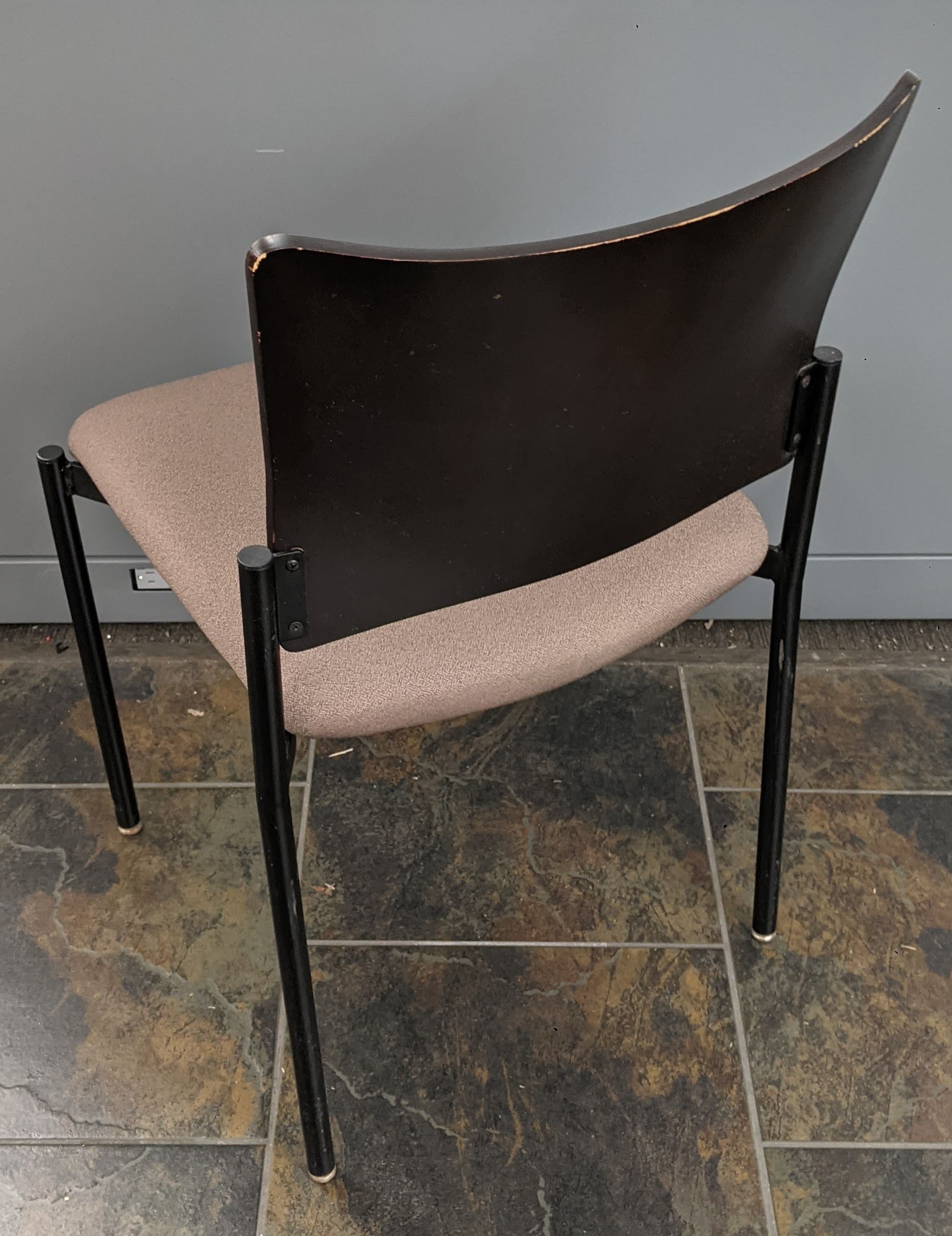 Espresso Back Beige Fabric Stack Chairs Used Welter Storage